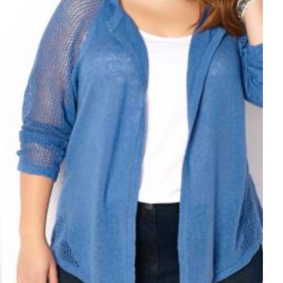 CARDIGAN, LINEN BLEND, DUTCH BLUE, SZ 4X, LONG SLEEVES, COOL MESH, PENNINGTONS, - Picture 1 of 6